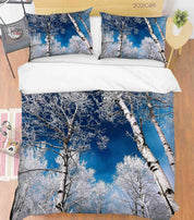 3D Blue Sky Birch Forest Quilt Cover Set Bedding Set Duvet Cover Pillowcases 148- Jess Art Decoration