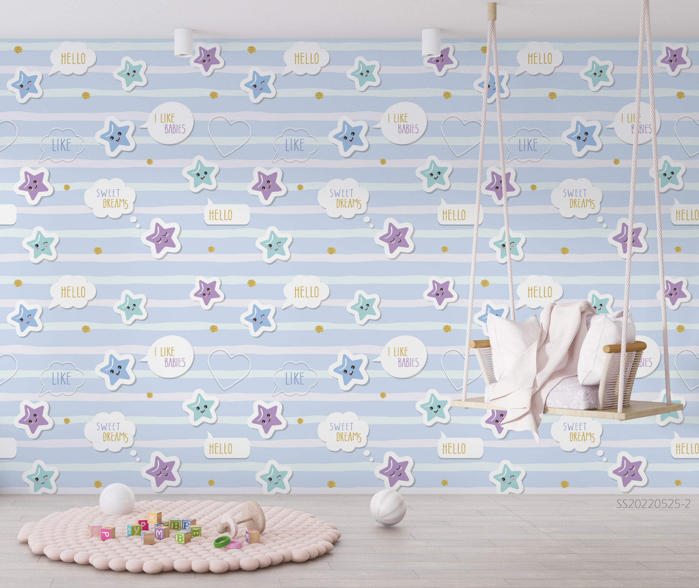 3D Star Heart Stripes Background Wall Mural Wallpaper GD 184- Jess Art Decoration