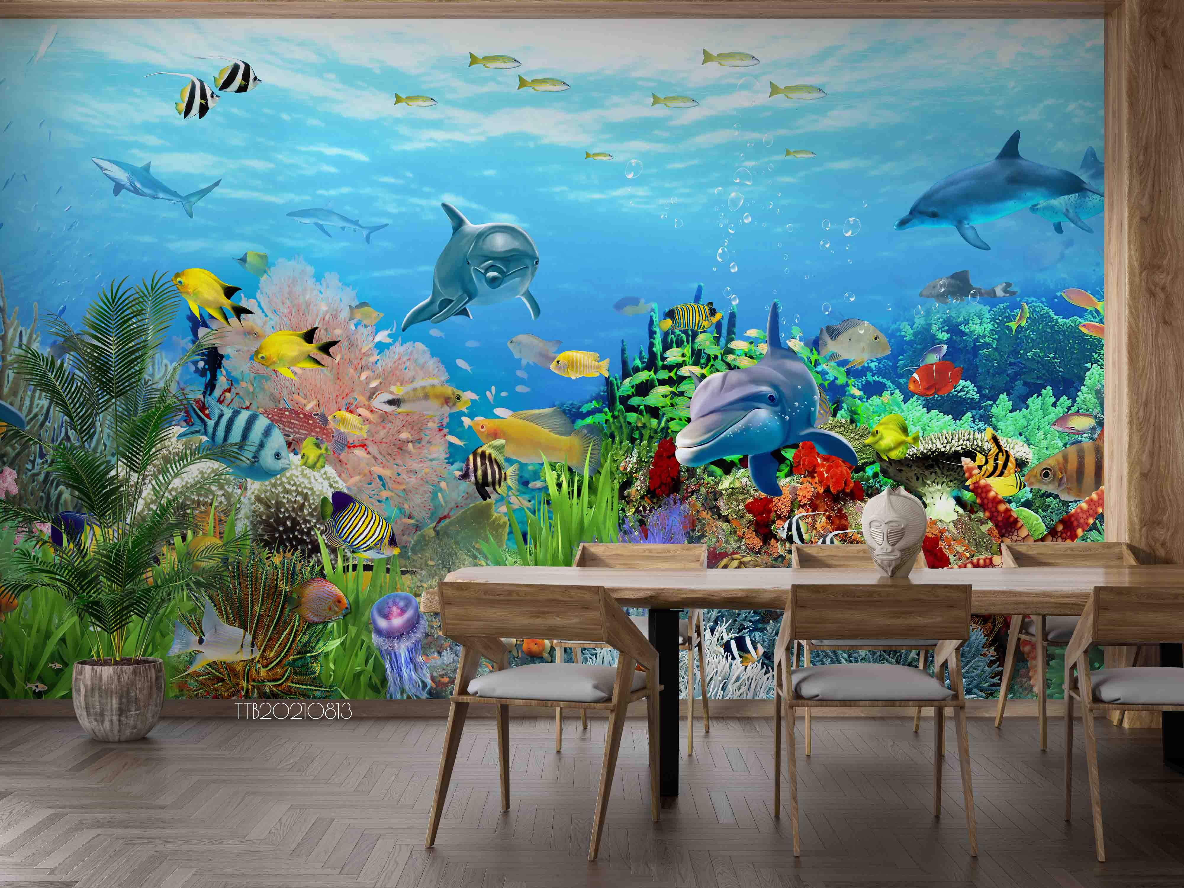 3D Hand-painted Cartoon Underwater World Wall Mural Wallpaper SWW5108- Jess Art Decoration