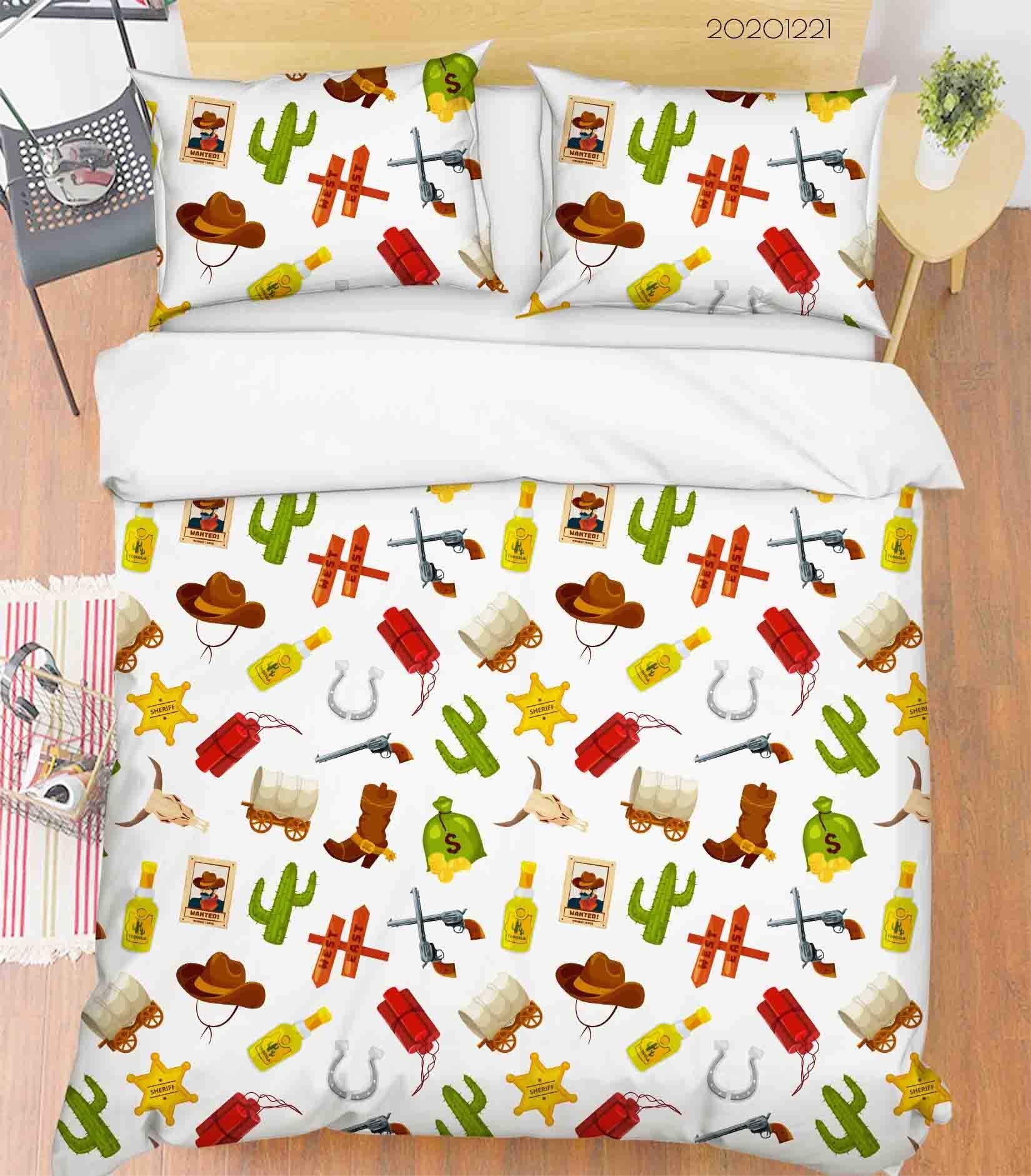 3D Hand Drawn Cowboy Costume Cactus Quilt Cover Set Bedding Set Duvet Cover Pillowcases 187 LQH- Jess Art Decoration