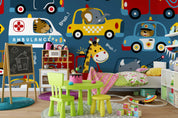3D cartoon car animals wall mural wallpaper 39- Jess Art Decoration