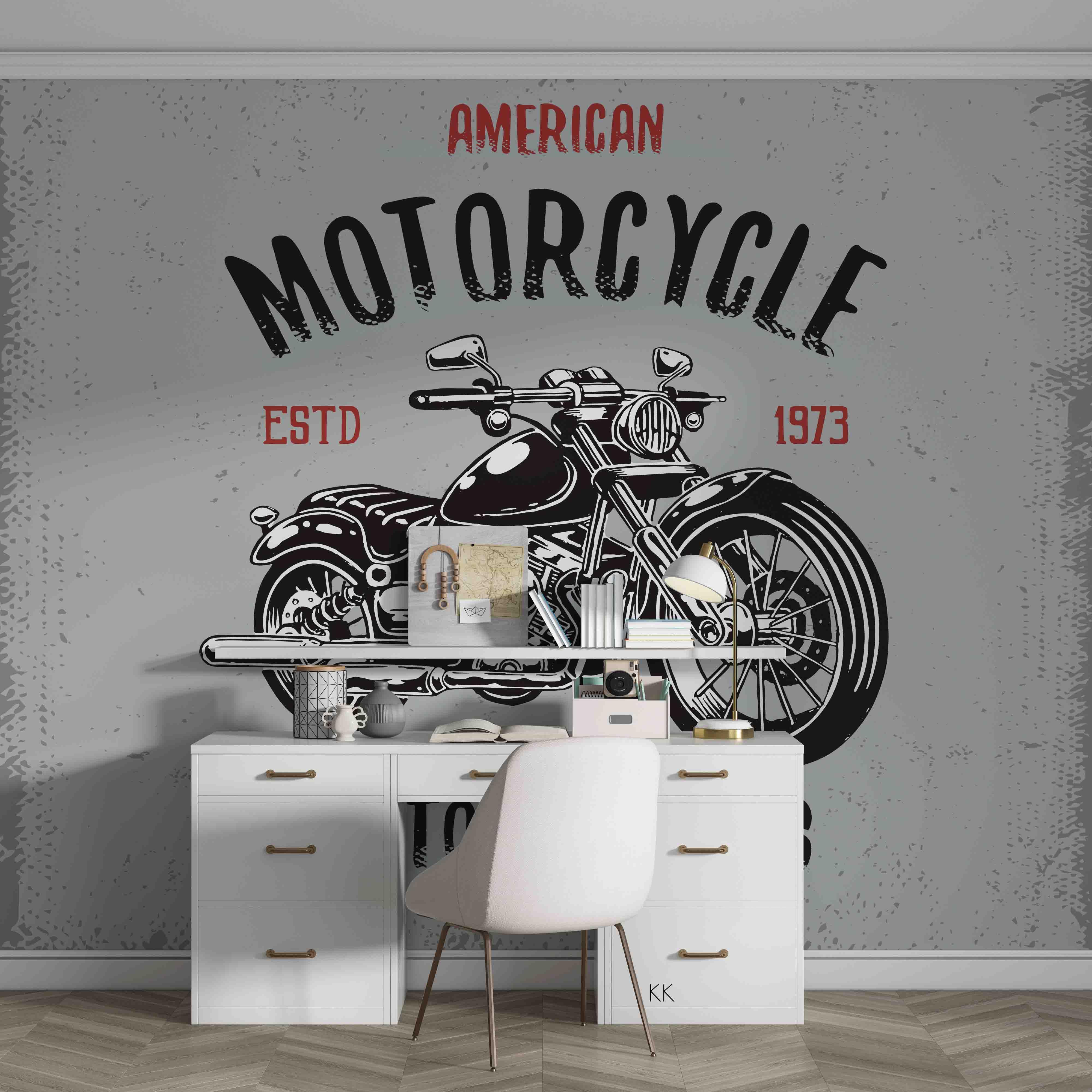 3D Vintage Motorcycle Dark Background Wall Mural Wallpaper GD 3191- Jess Art Decoration