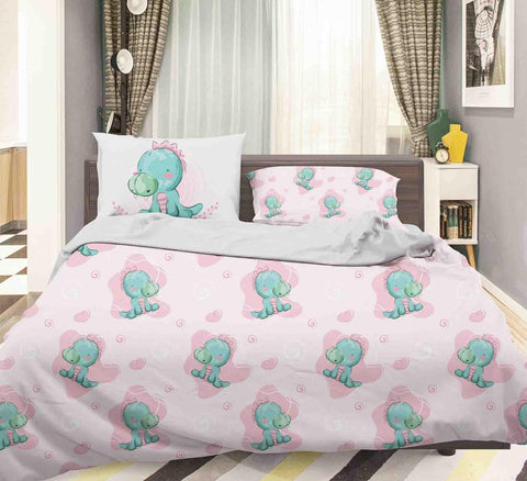 3D Dinosaur Pink Quilt Cover Set Bedding Set Pillowcases 17- Jess Art Decoration