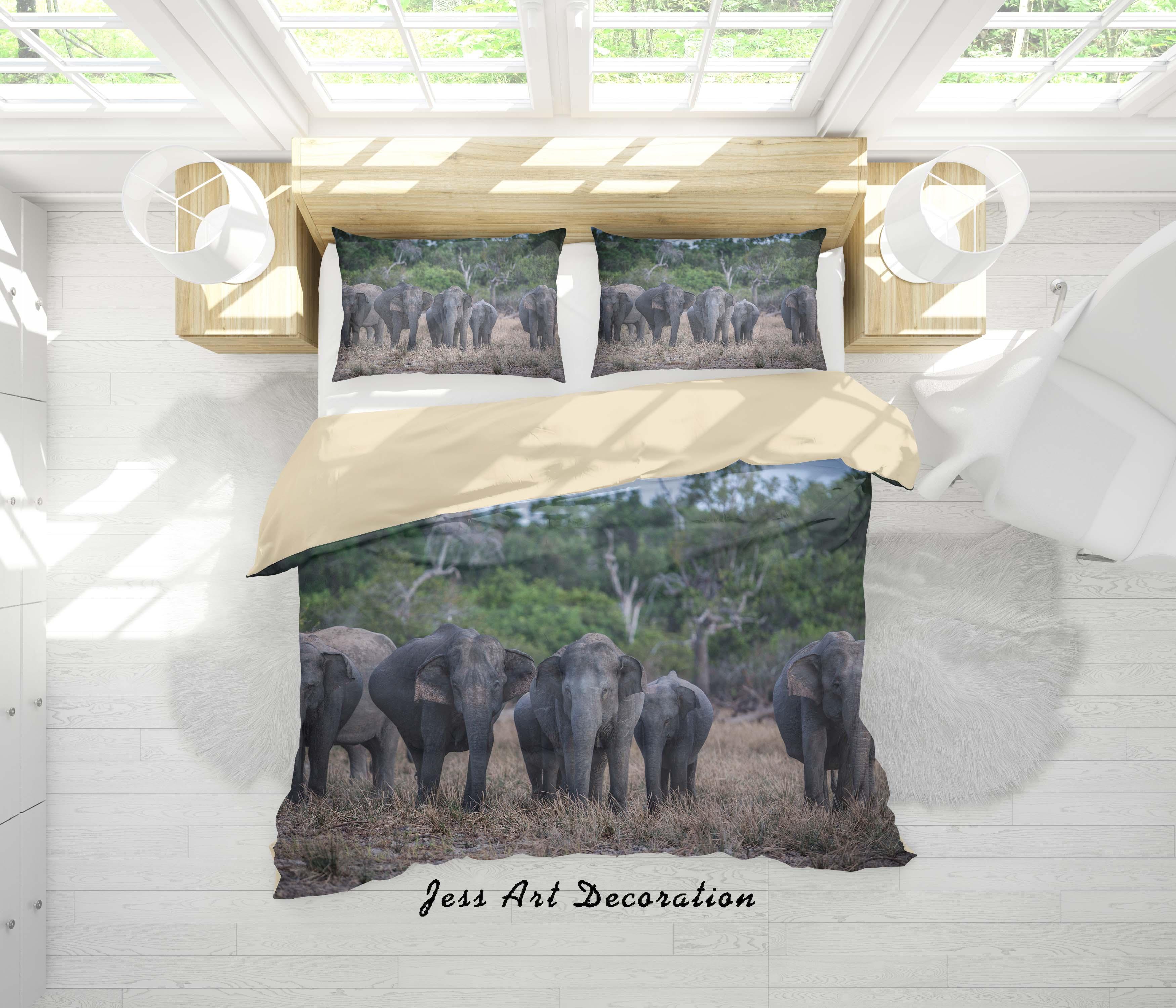 3D Forest Elephants Quilt Cover Set Bedding Set Duvet Cover Pillowcases A137 LQH- Jess Art Decoration