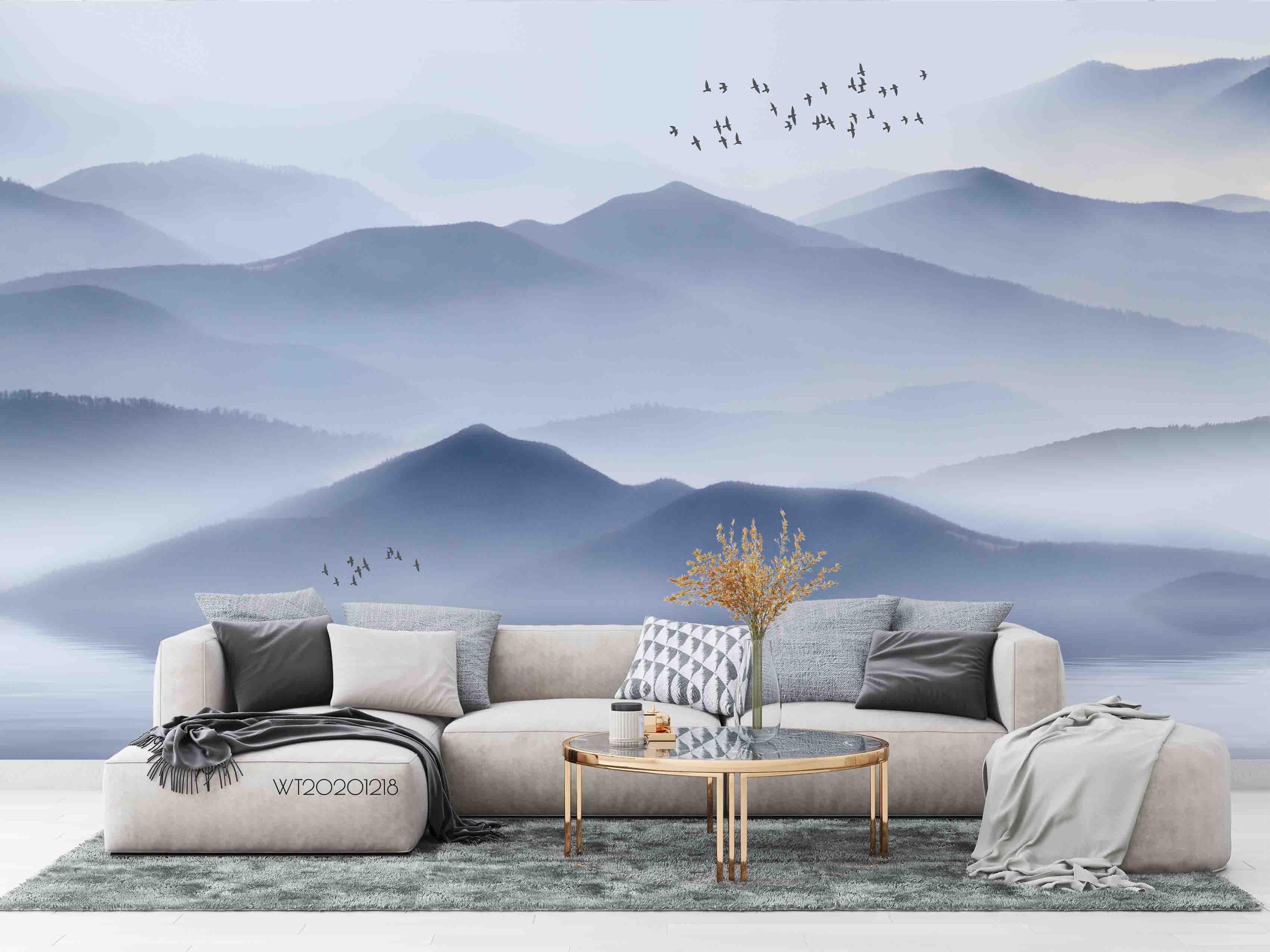 3D Hand Drawn Mountain Bird Wall Mural Wallpaper LQH 175- Jess Art Decoration