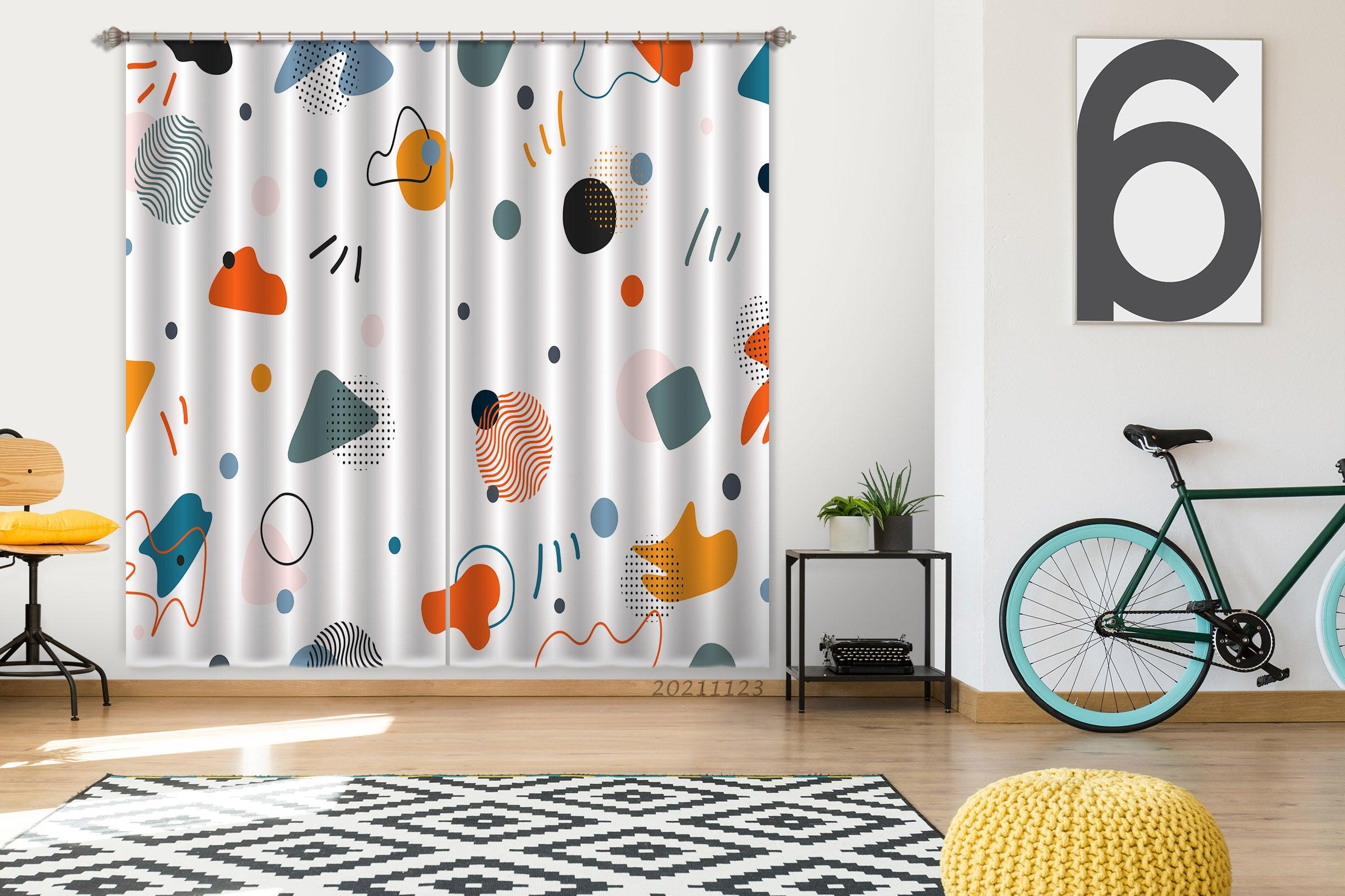 3D Abstract Color Geometry Curtains and Drapes LQH 167- Jess Art Decoration