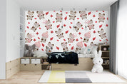 Cartoon Fox Animal Red Maple Plant Wall Mural Wallpaper LXL- Jess Art Decoration