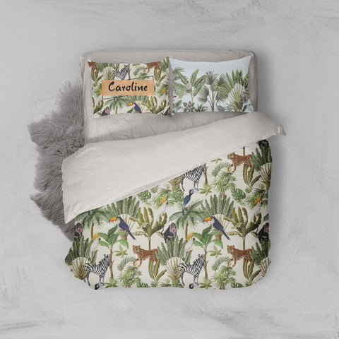 3D Tropical Jungle Animals Quilt Cover Set Bedding Set Pillowcases 28- Jess Art Decoration