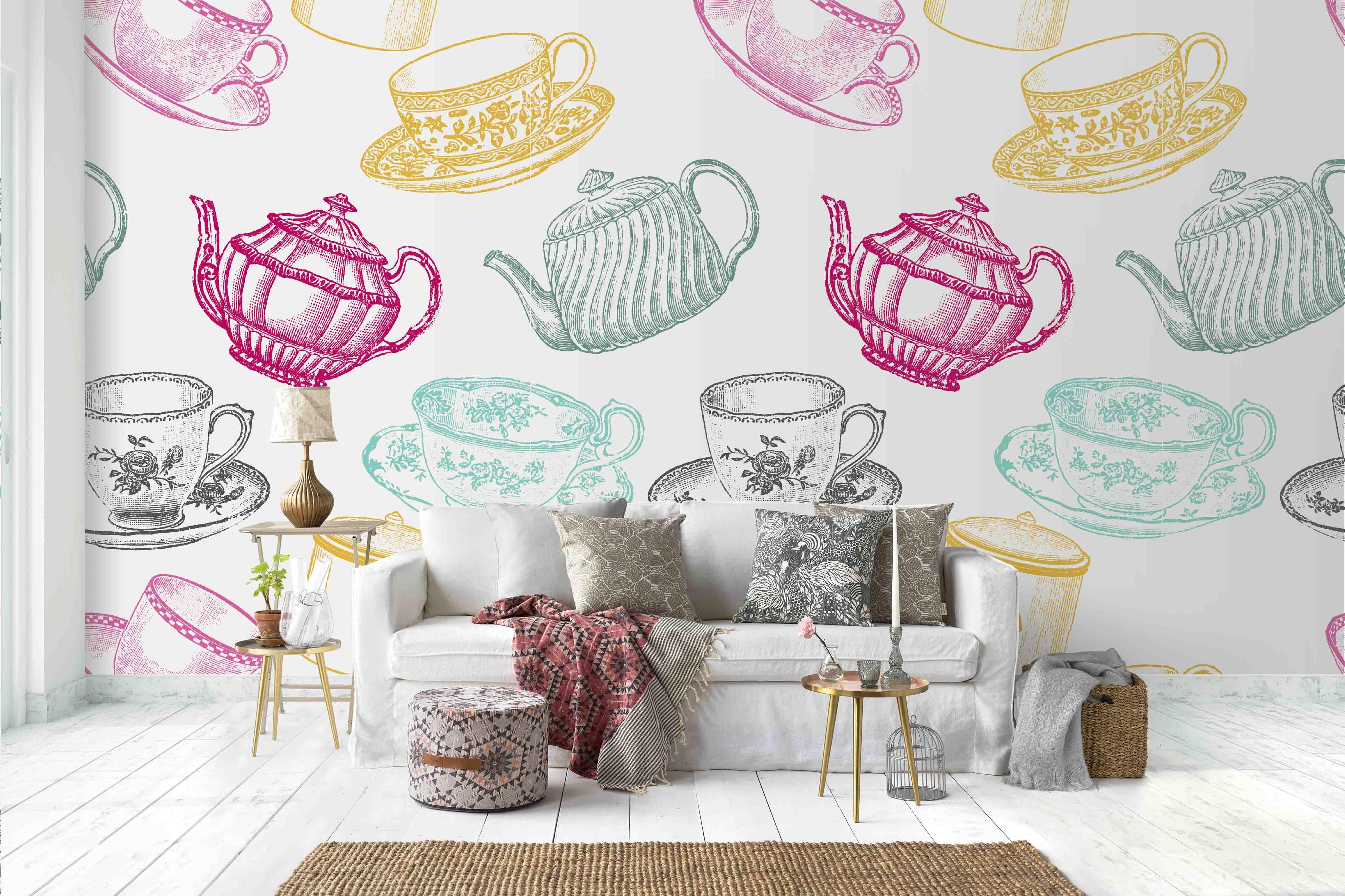 3D Colorful Tableware Pattern Wall Mural Wallpaper 2- Jess Art Decoration