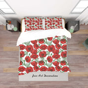 3D White Red Floral Quilt Cover Set Bedding Set Duvet Cover Pillowcases SF117- Jess Art Decoration