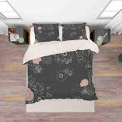 3D Black Floral Quilt Cover Set Bedding Set Pillowcases 30- Jess Art Decoration