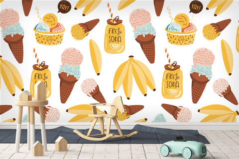 3D Banana Ice Cream Drink Wall Mural Wallpaper 29- Jess Art Decoration