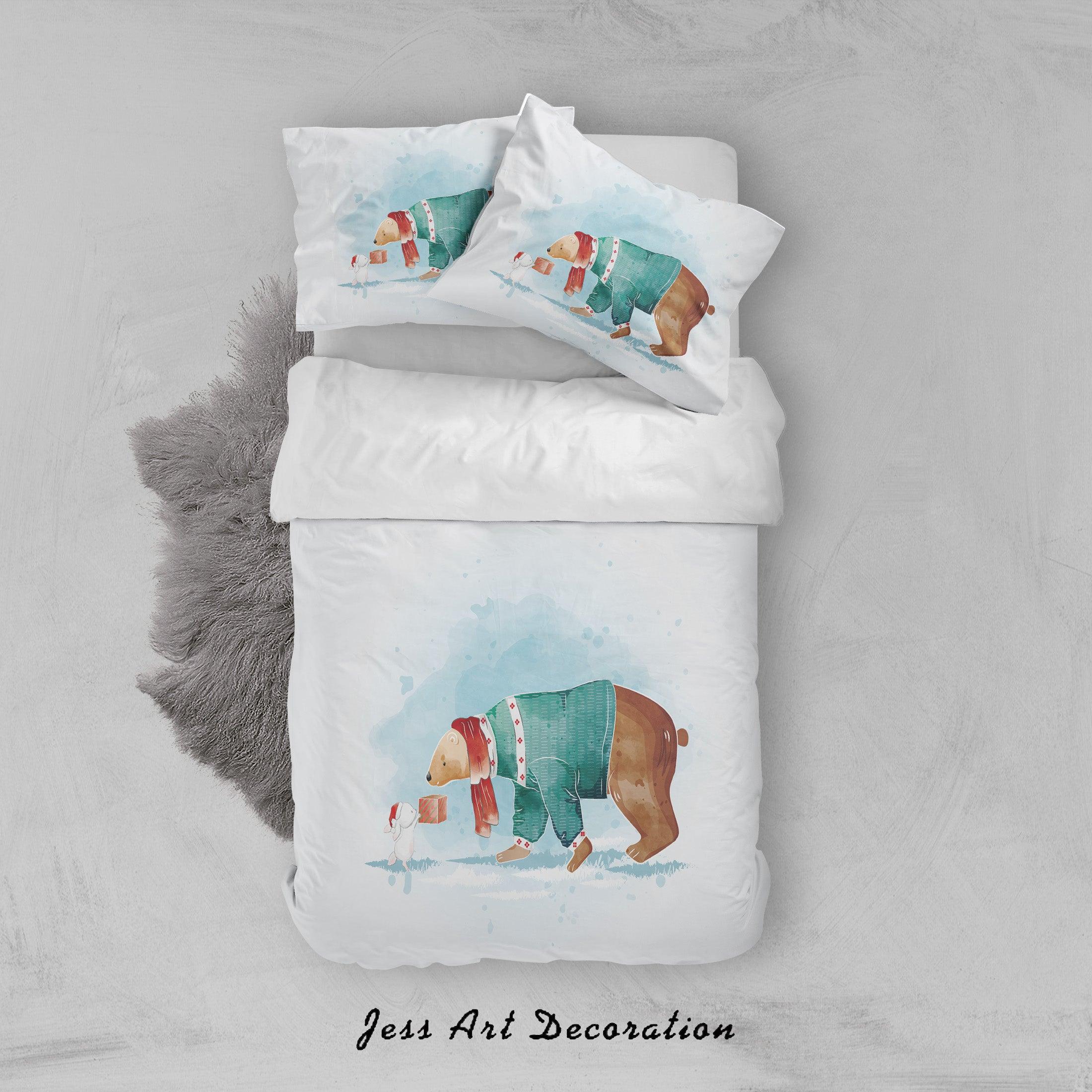 3D White Bear Rabbit Quilt Cover Set Bedding Set Duvet Cover Pillowcases SF81- Jess Art Decoration