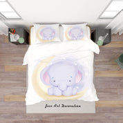 3D White Moon Elephant Quilt Cover Set Bedding Set Duvet Cover Pillowcases SF134- Jess Art Decoration