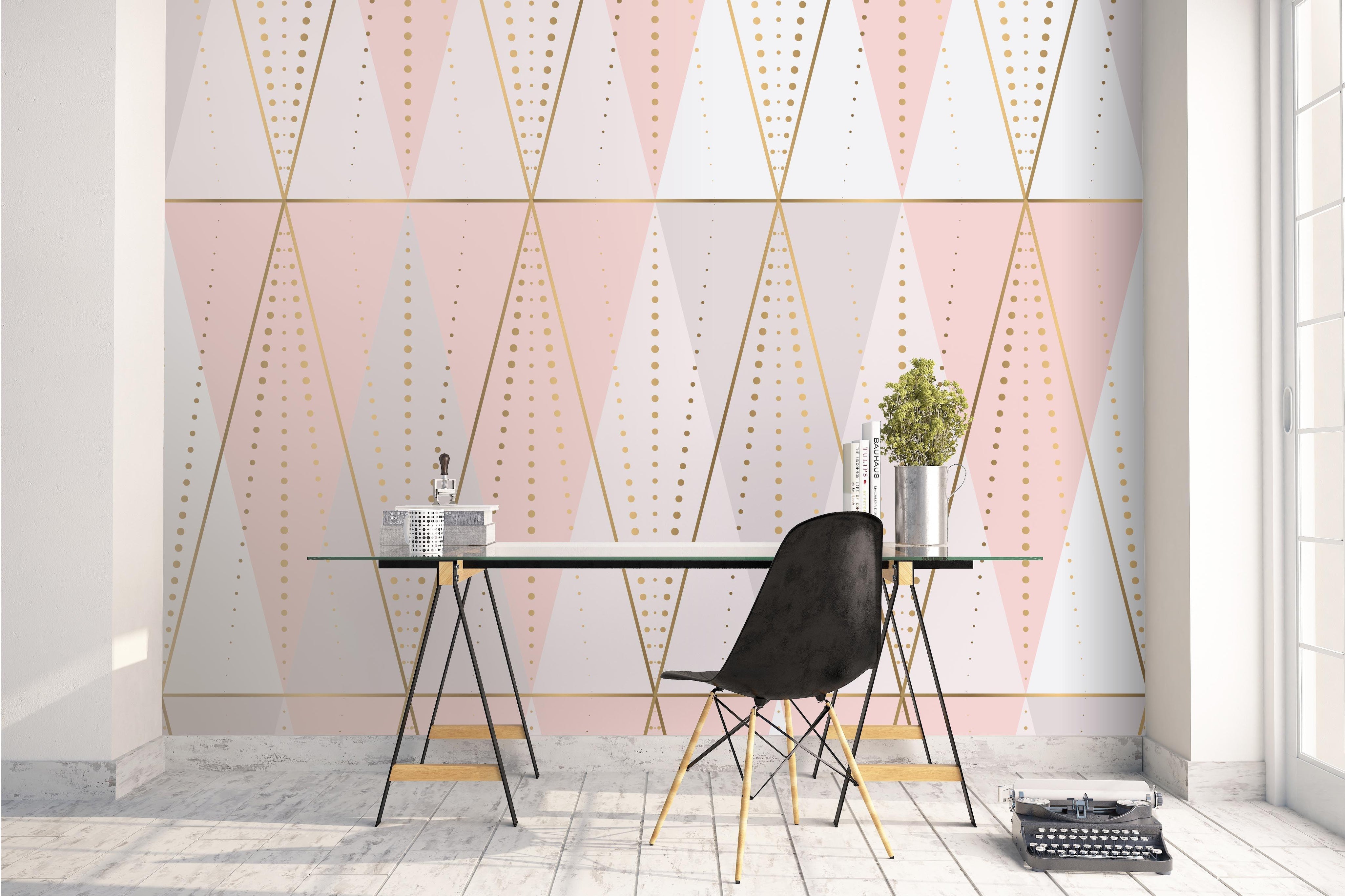 3D Pink Triangle Wall Mural Wallpaper 184- Jess Art Decoration