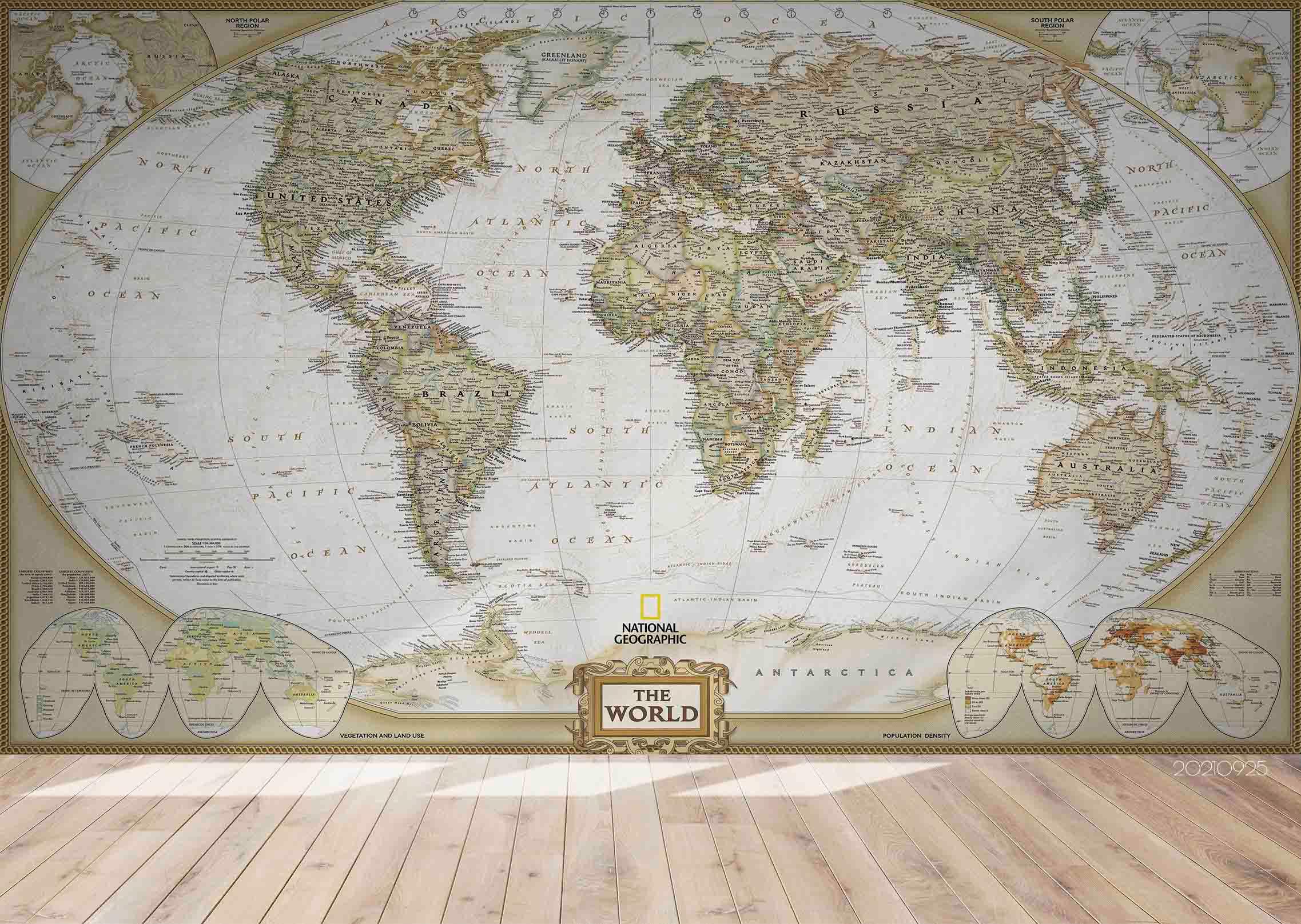 3D Retro World Map Wall Mural Wallpaper LQH 255- Jess Art Decoration