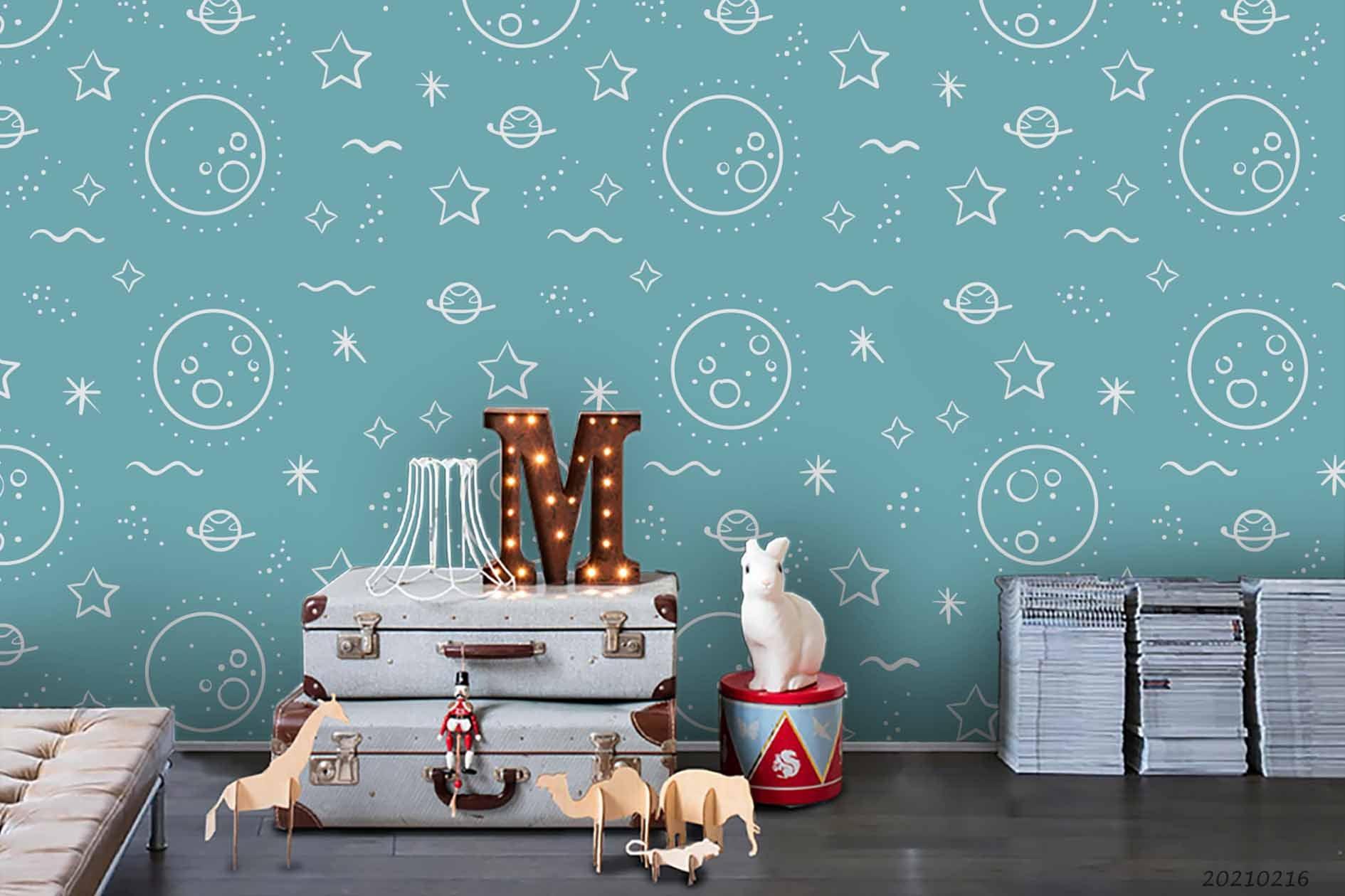 3D Hand Drawn Space Planet Stars Wall Mural Wallpaper LQH 416- Jess Art Decoration