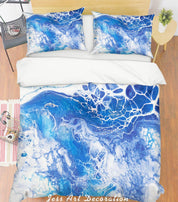 3D Blue Abstract Sea Pattern Quilt Cover Set Bedding Set Pillowcases 42- Jess Art Decoration