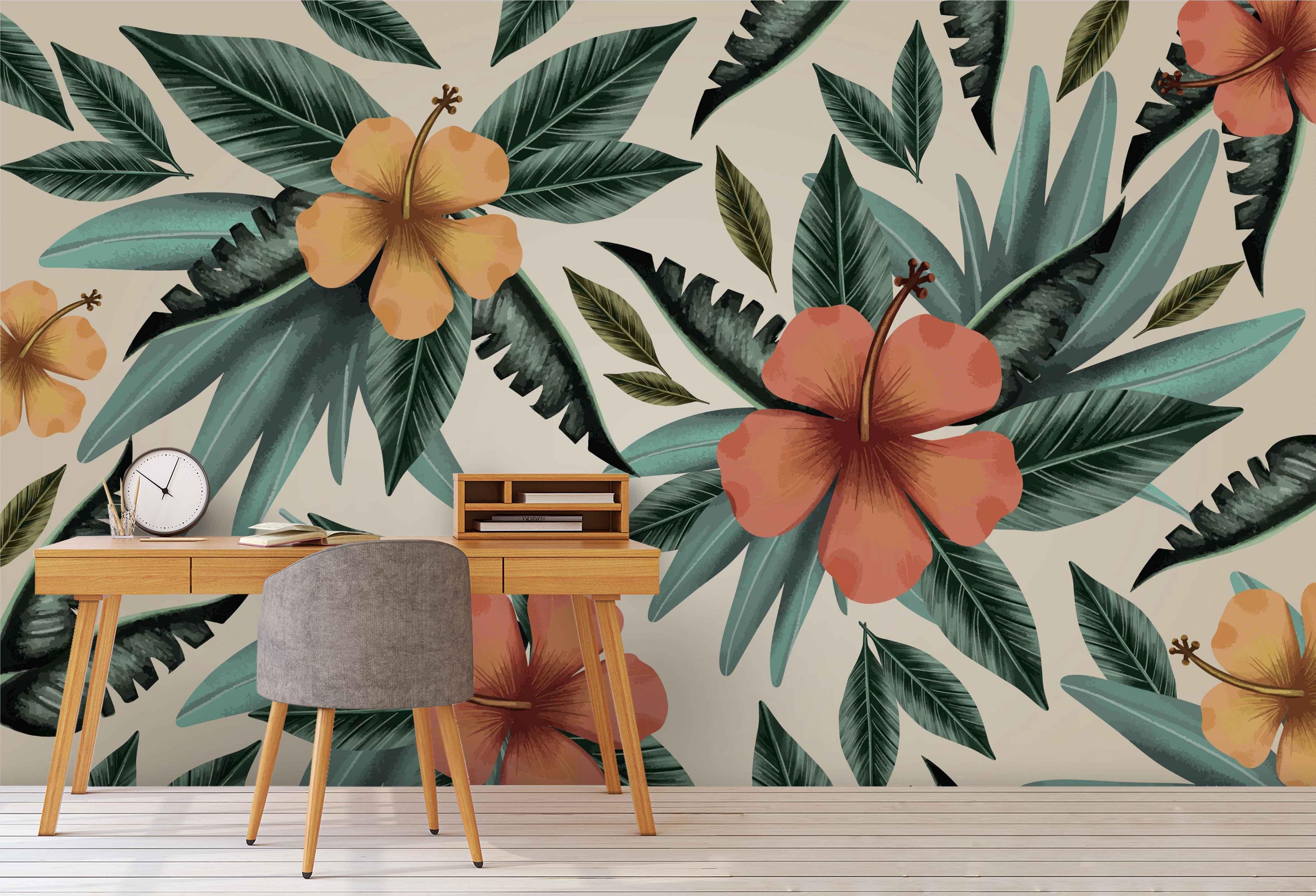 3D Hand Painted Flower Leaves Wall Mural Wallpaper A066 LQH- Jess Art Decoration