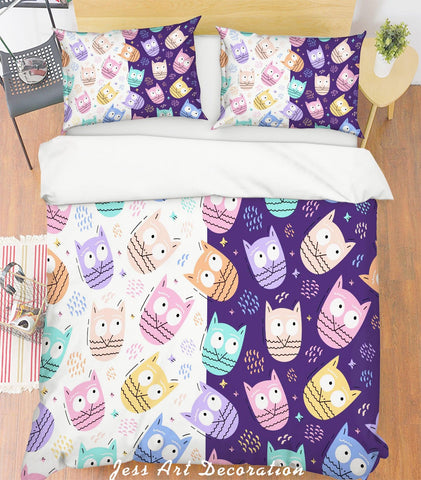3D Color Cartoon Owl Quilt Cover Set Bedding Set Pillowcases  40- Jess Art Decoration