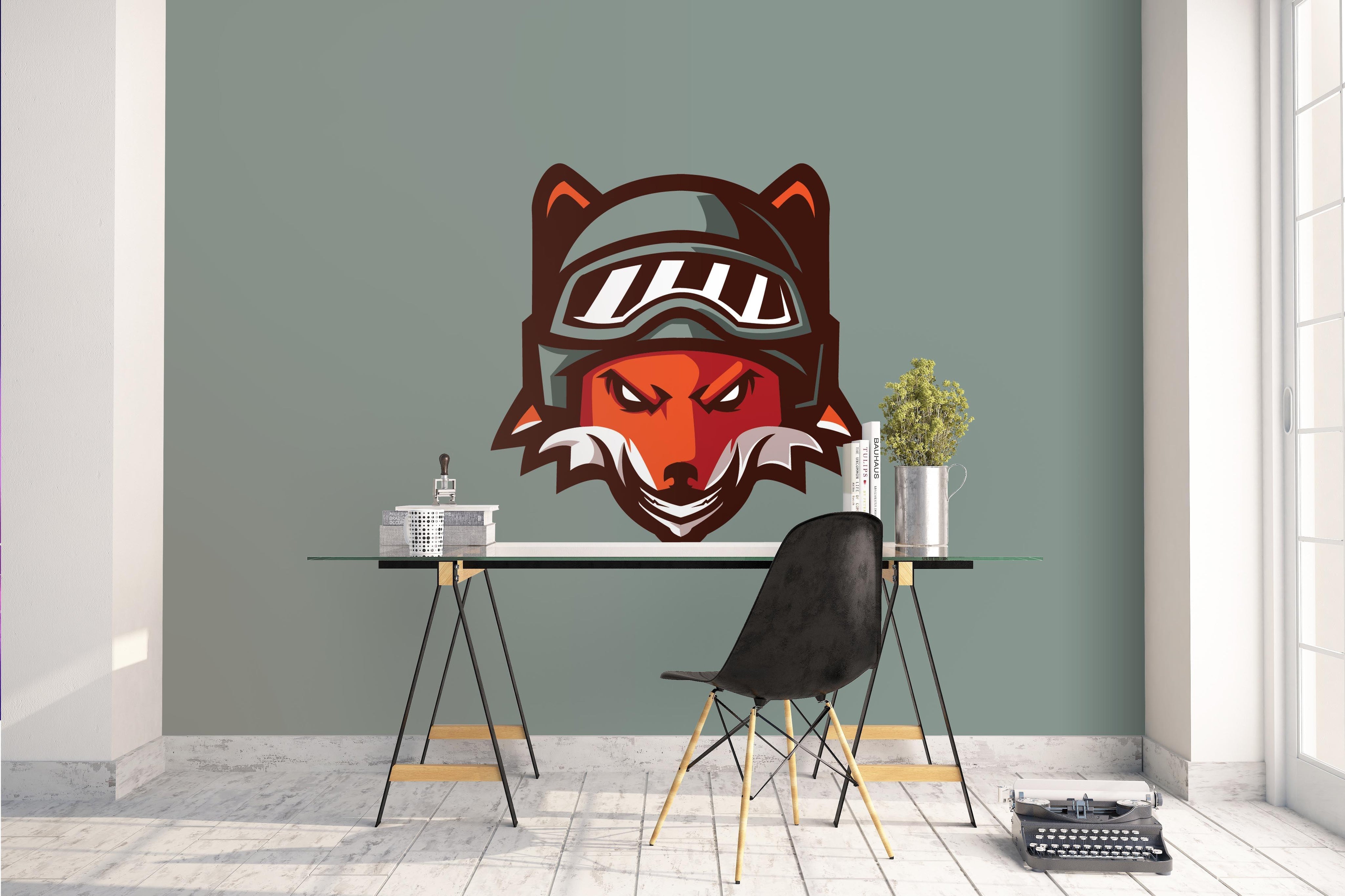 3D fox head gray background wall mural wallpaper 67- Jess Art Decoration