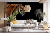 3D Golden Tiger Black Background Wall Mural Wallpaper GD 3099- Jess Art Decoration
