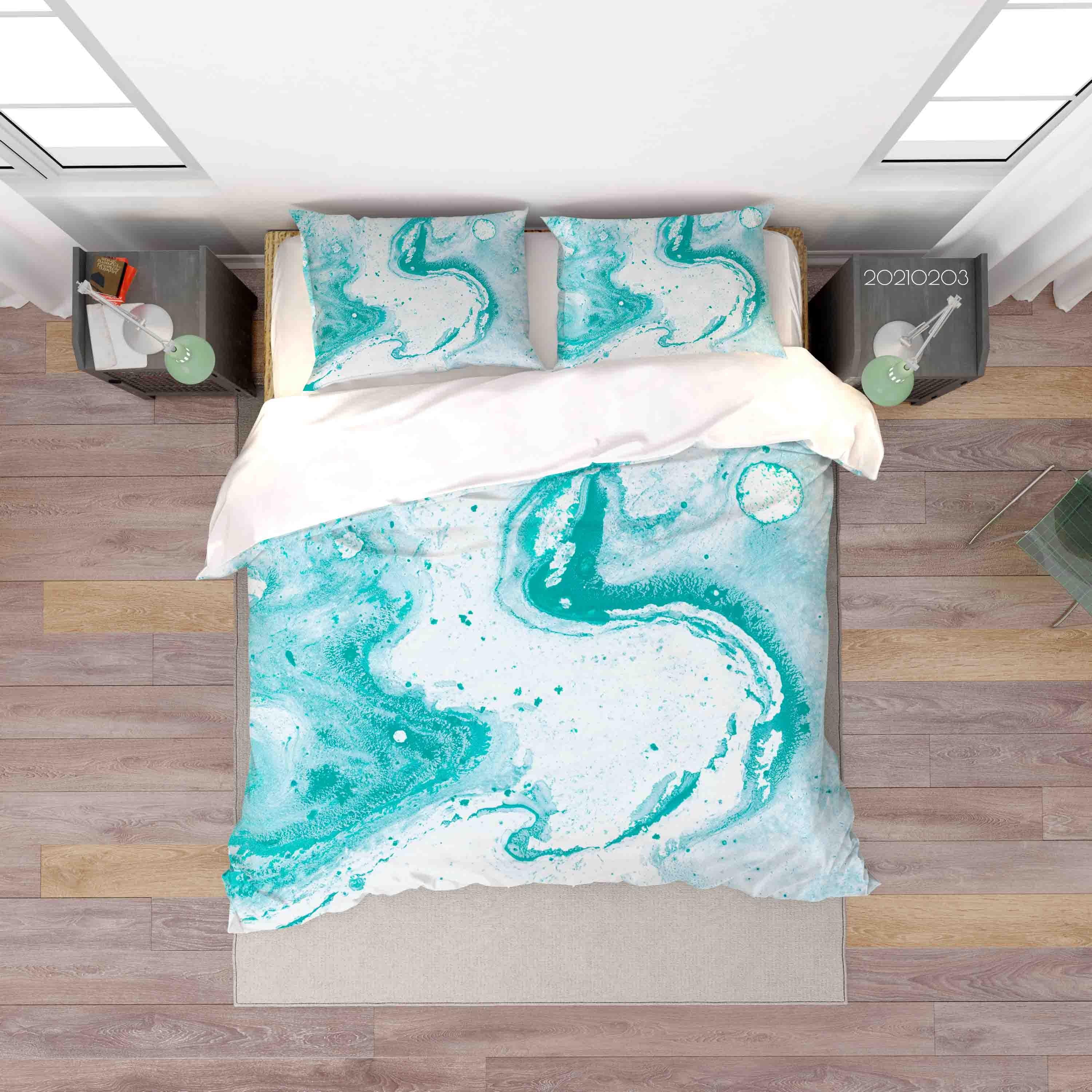 3D Abstract Green Marble Texture Quilt Cover Set Bedding Set Duvet Cover Pillowcases 48- Jess Art Decoration