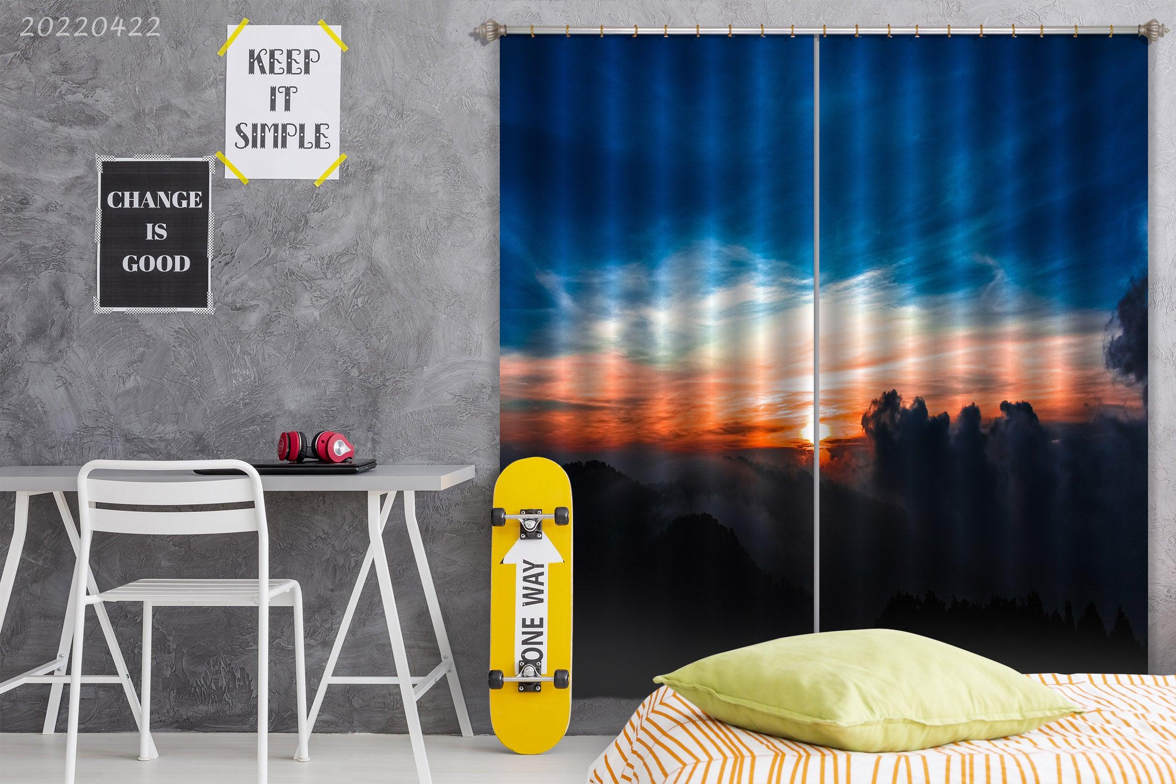 3D Landscape Mountain Forest Cloud Fog Sunset Curtains and Drapes GD 4192- Jess Art Decoration