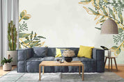 3D Hand Draw Plant Leaf  Paint Gold Wall Mural Wallpaper SWW1136- Jess Art Decoration