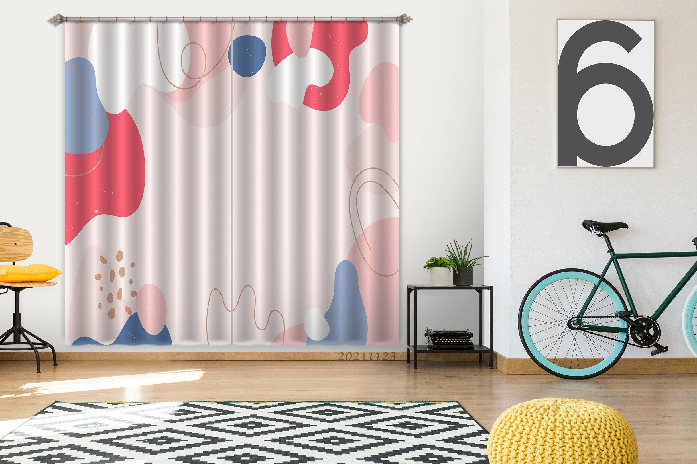 3D Abstract Color Geometry Curtains and Drapes LQH 124- Jess Art Decoration
