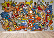 3D Cartoon Color Monsters Graffiti Wall Mural Wallpaper LQH 23- Jess Art Decoration