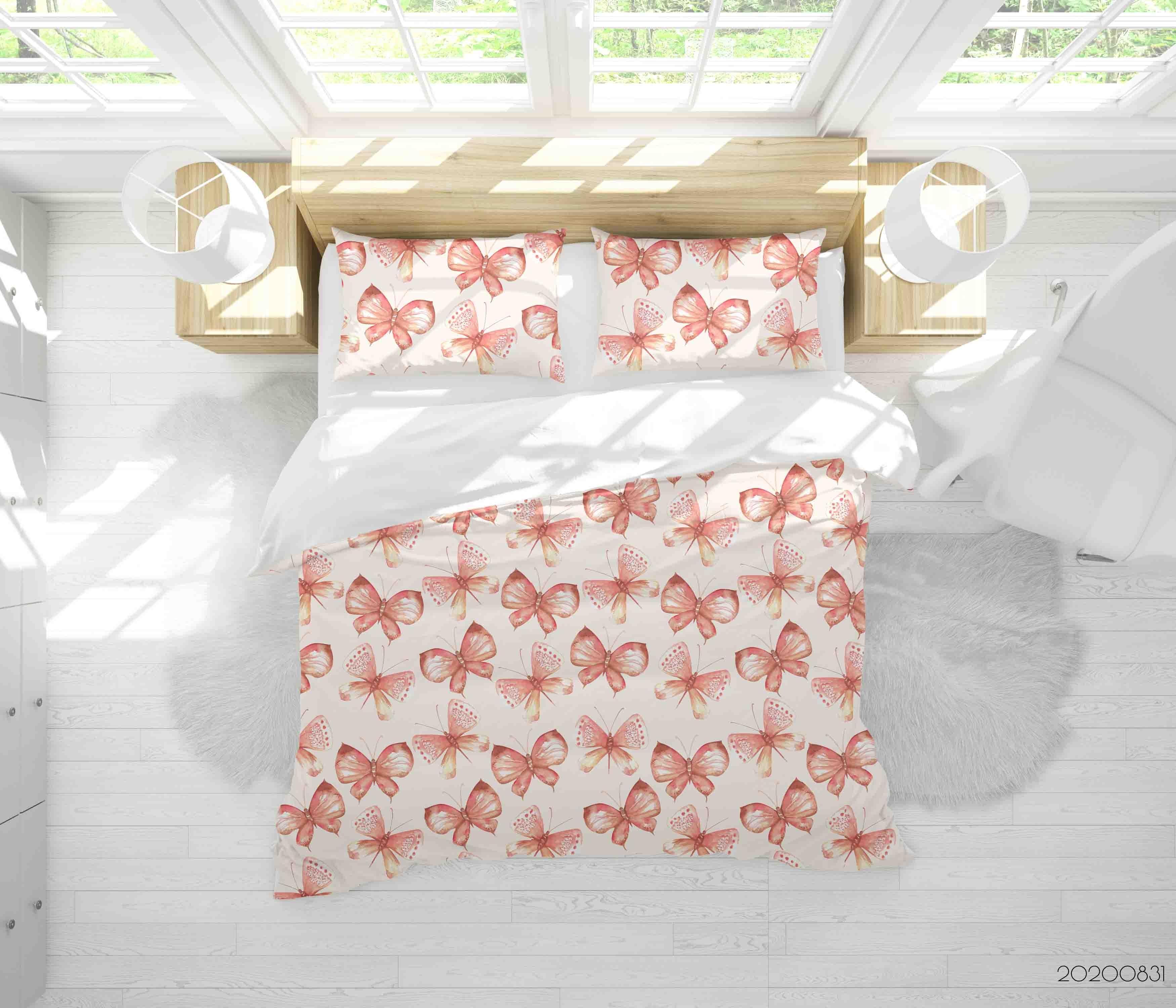 3D Decorative Pattern Butterflies Watercolor Quilt Cover Set Bedding Set Duvet Cover Pillowcases WJ 3431- Jess Art Decoration