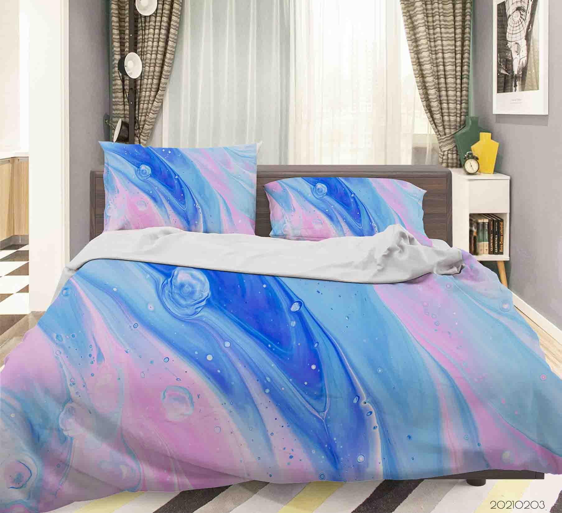 3D Abstract Blue Brown Marble Quilt Cover Set Bedding Set Duvet Cover Pillowcases 35- Jess Art Decoration