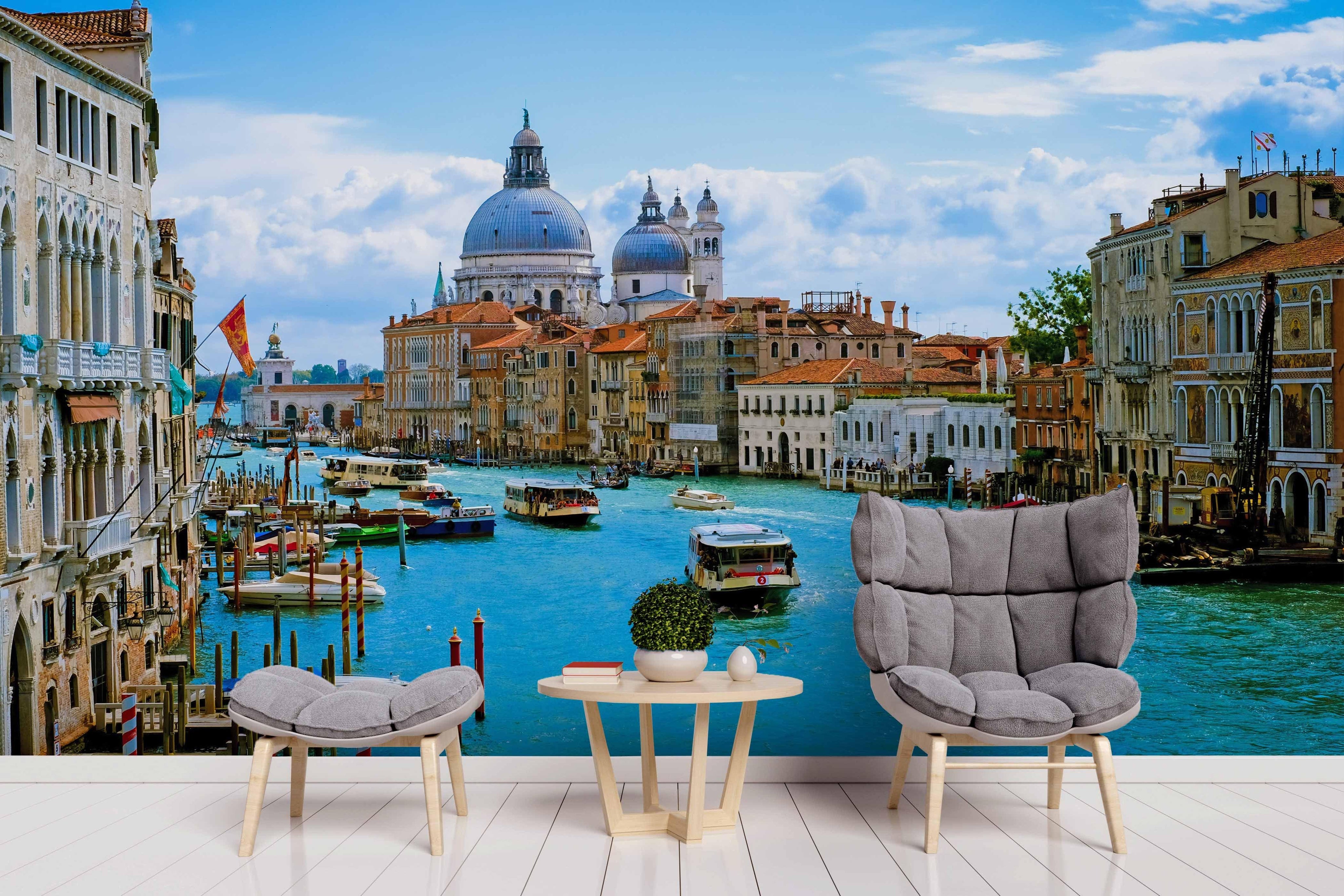 3D Blue Sky White Clouds Waterside Town Wall Mural Wallpaper 65- Jess Art Decoration