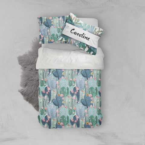 3D Green Cactus Pink Floral Quilt Cover Set Bedding Set Pillowcases 29- Jess Art Decoration
