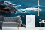 3D Blue Sea Rock Wall Mural Wallpaper LQH 281- Jess Art Decoration