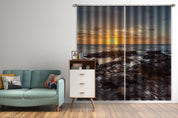 3D Ocean Reef Golden Sun Sky Curtains and Drapes GD 1292- Jess Art Decoration