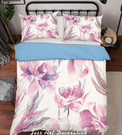 3D Pink Flowers Quilt Cover Set Bedding Set Pillowcases  186- Jess Art Decoration