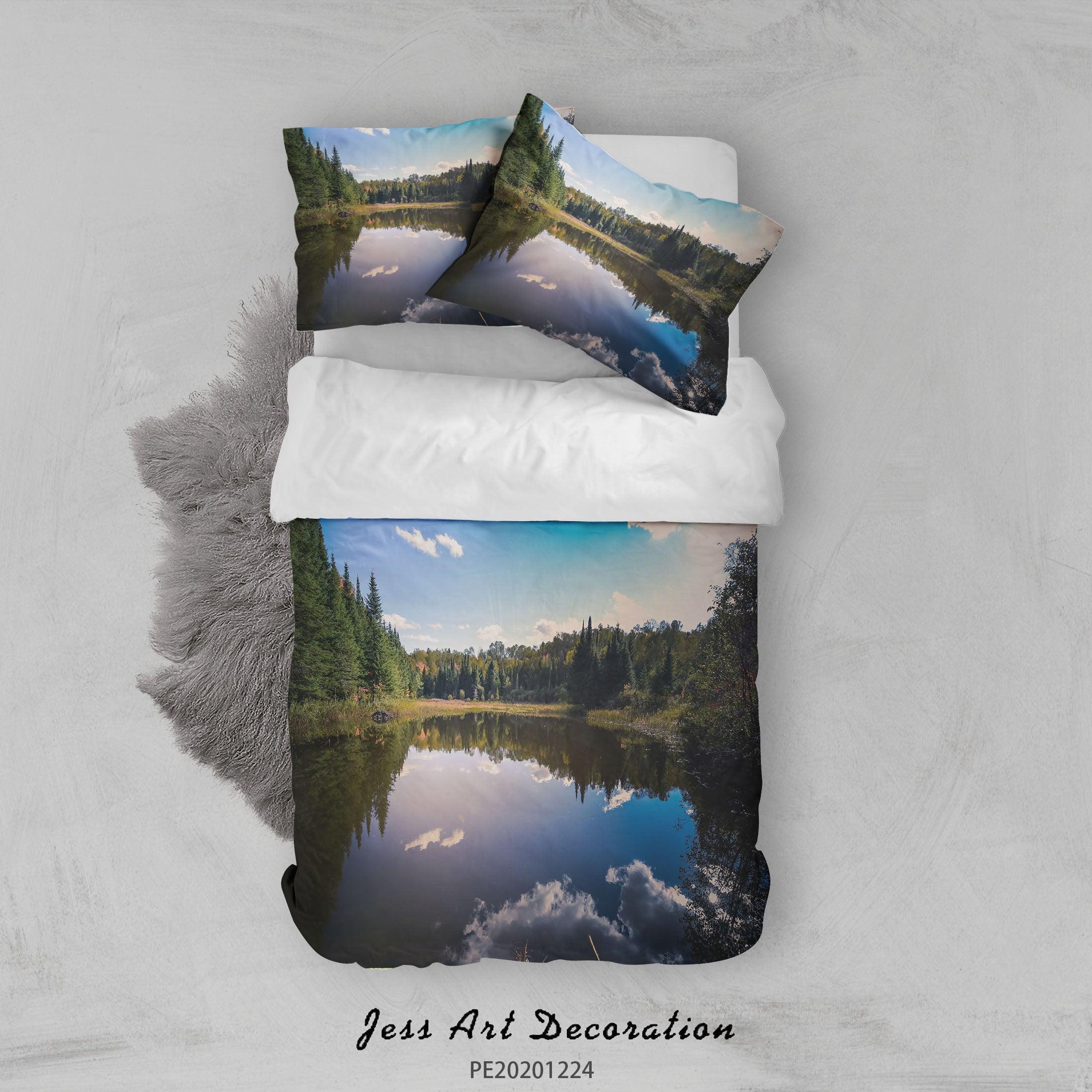 3D Sky Forest Lake Landscape Quilt Cover Set Bedding Set Duvet Cover Pillowcases 126 LQH- Jess Art Decoration
