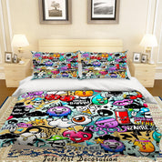 3D Graffiti Rock Colorful Monster Quilt Cover Set Bedding Set Duvet Cover Pillowcases LXL- Jess Art Decoration