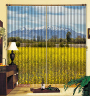 3D Yellow Rape Flower Woods Snow Mountain Curtains and Drapes GD 1048- Jess Art Decoration