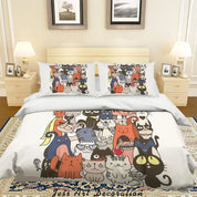 3D Graffiti Colorful Cat Animal Quilt Cover Set Bedding Set Duvet Cover Pillowcases LXL- Jess Art Decoration