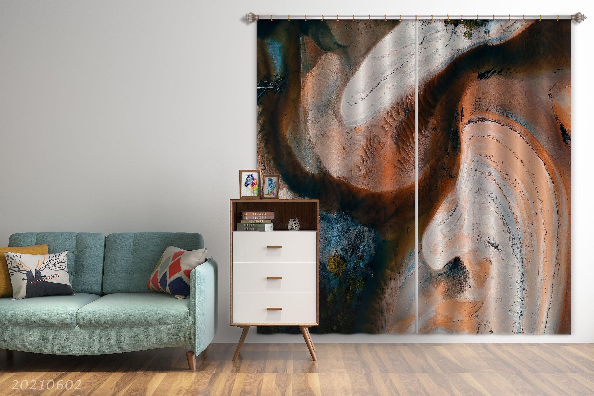 3D Abstract Aerial View Desert Curtains and Drapes GD 558- Jess Art Decoration