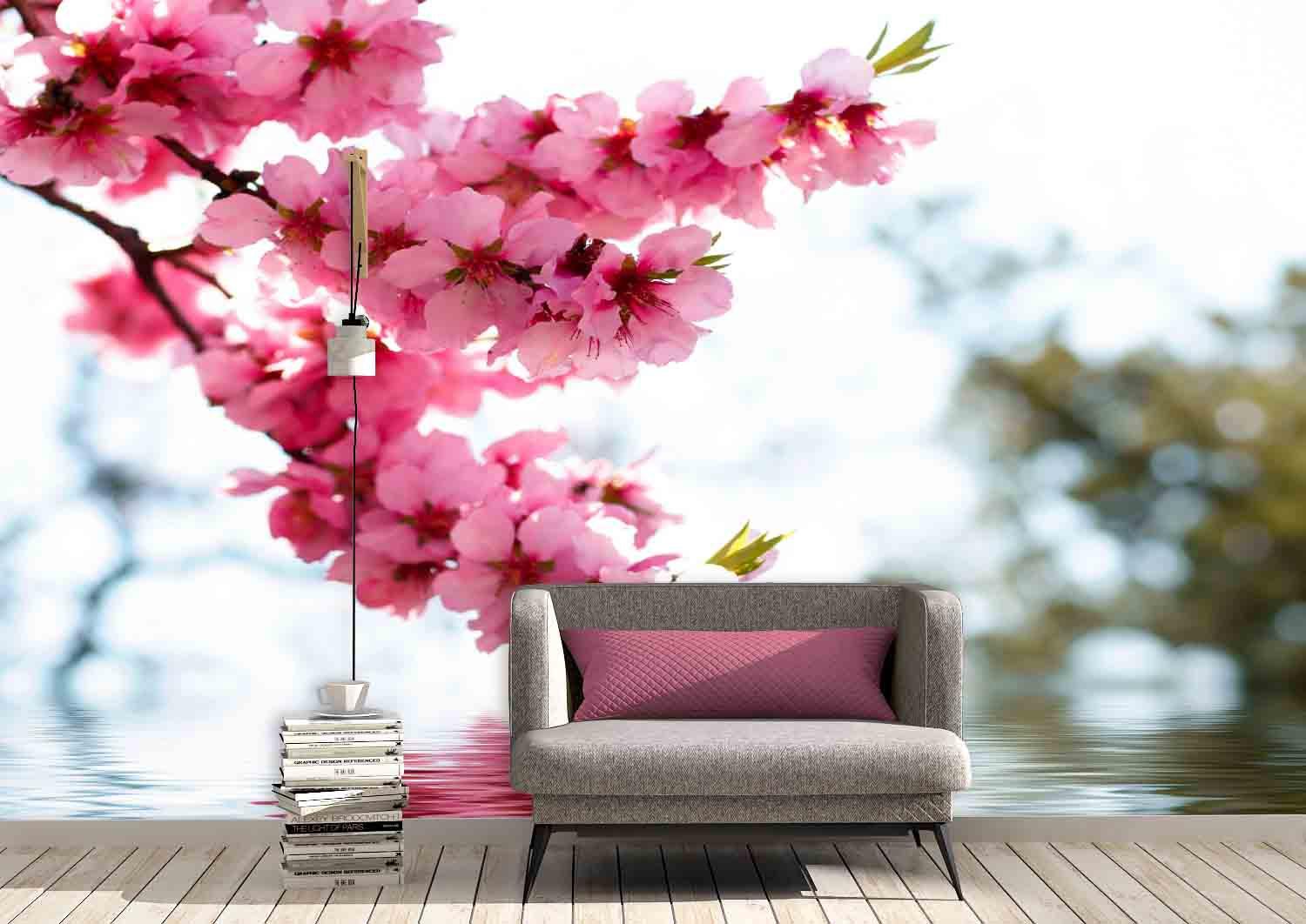 3D Pink Blossom Branch Wall Mural Wallpaper 35- Jess Art Decoration
