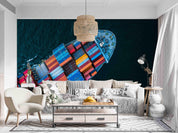 3D Aerial View Container Ship Ocean Wall Mural Wallpaper GD 3003- Jess Art Decoration