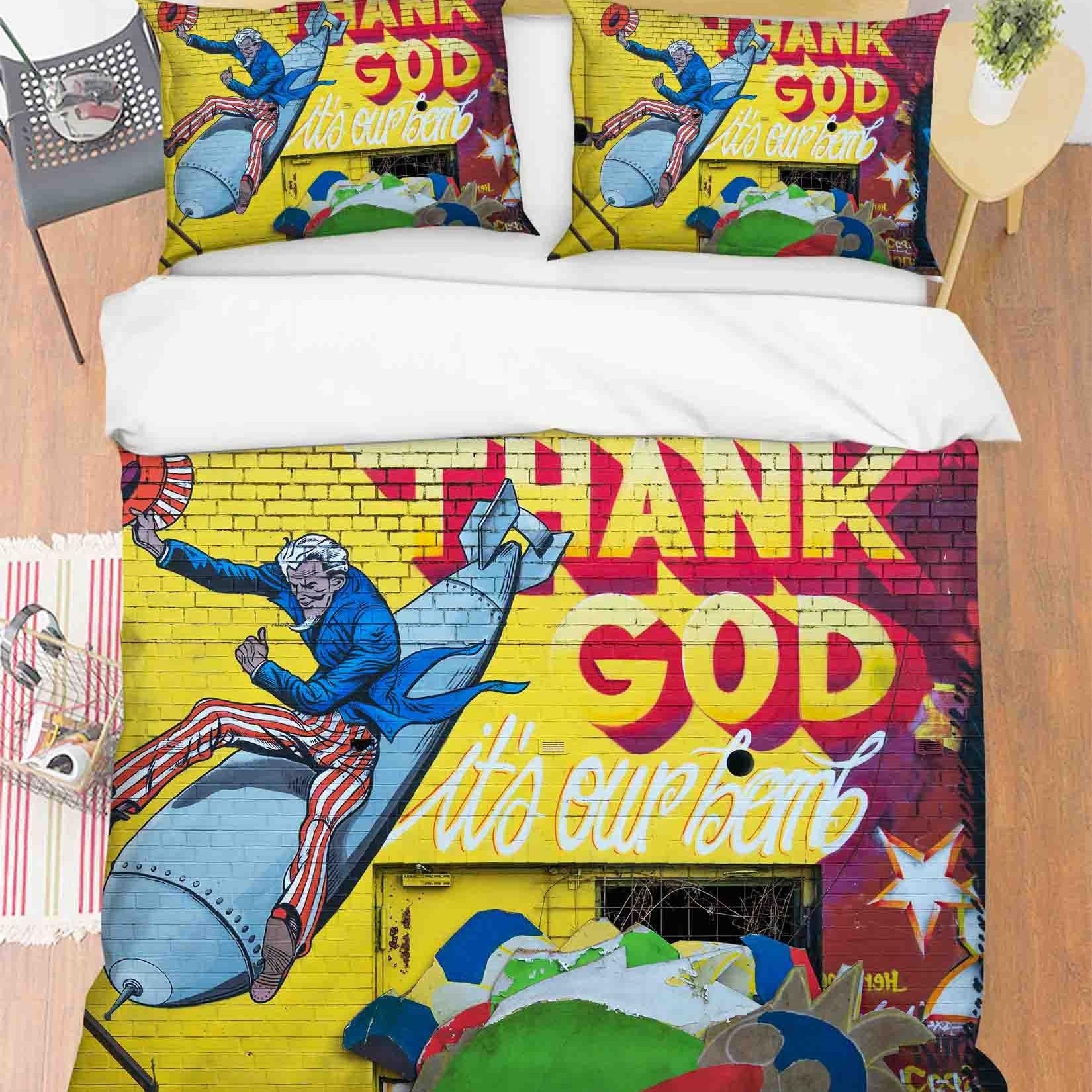 3D Abstract Colored Street Graffiti Quilt Cover Set Bedding Set Duvet Cover Pillowcases 151- Jess Art Decoration