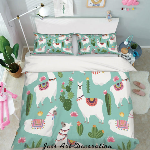 3D White Alpaca Quilt Cover Set Bedding Set Pillowcases 47- Jess Art Decoration