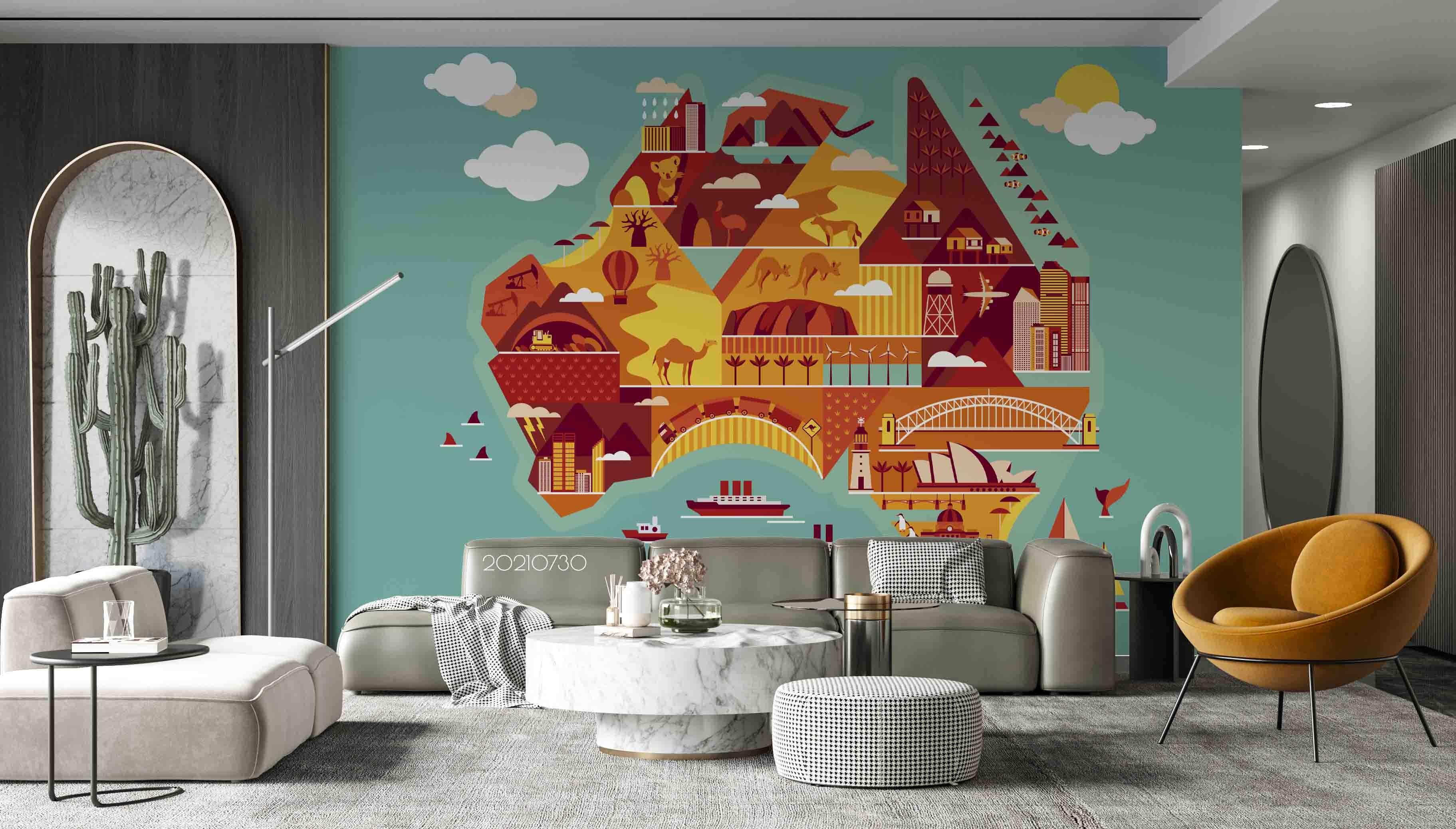 3D Cartoon Map Wall Mural Wallpaper SWW4409- Jess Art Decoration