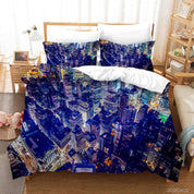 3D City Architecture Night View Quilt Cover Set Bedding Set Duvet Cover Pillowcases LQH 16- Jess Art Decoration