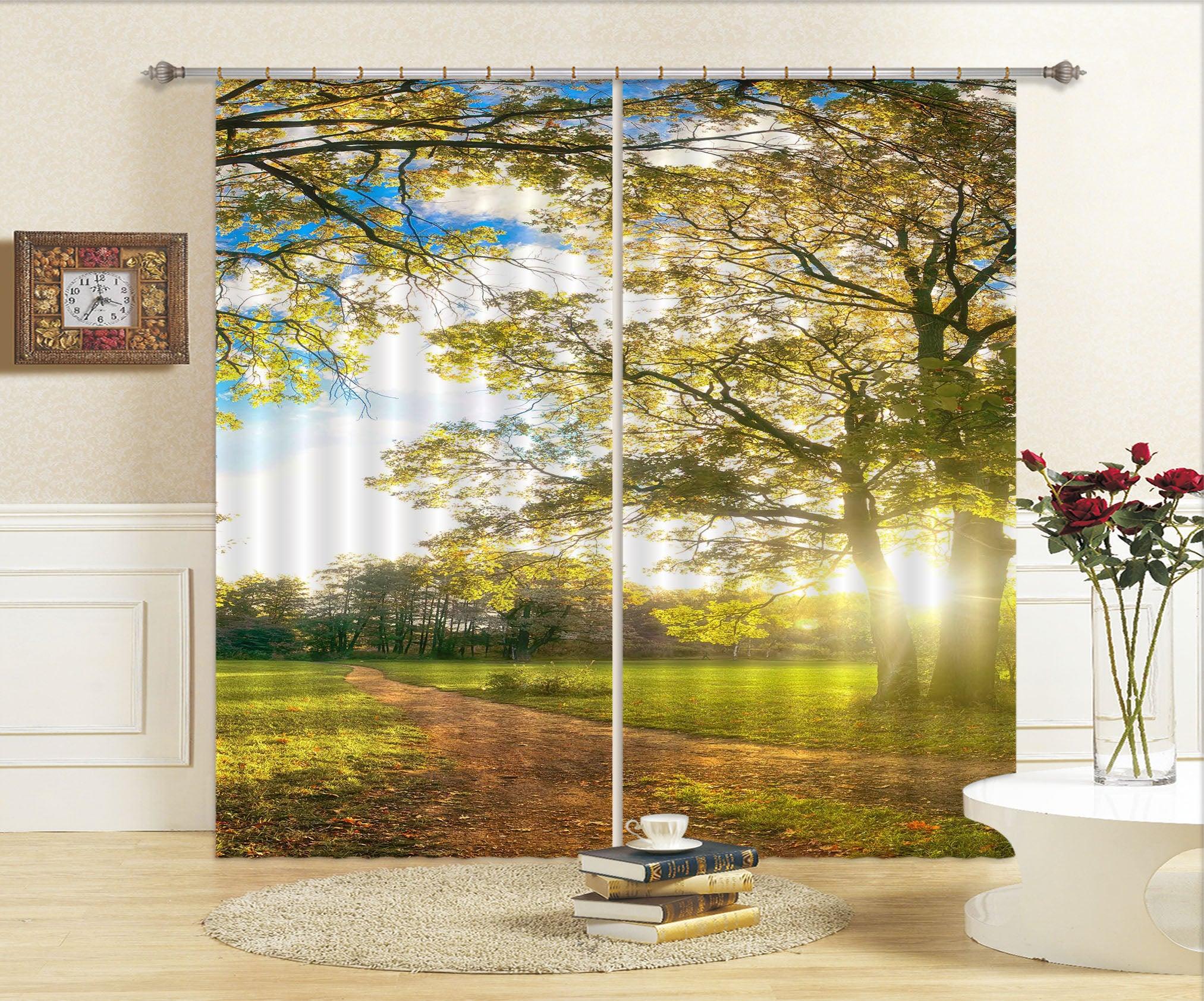3D Forest Grass Sunlight Curtains and Drapes SF17- Jess Art Decoration